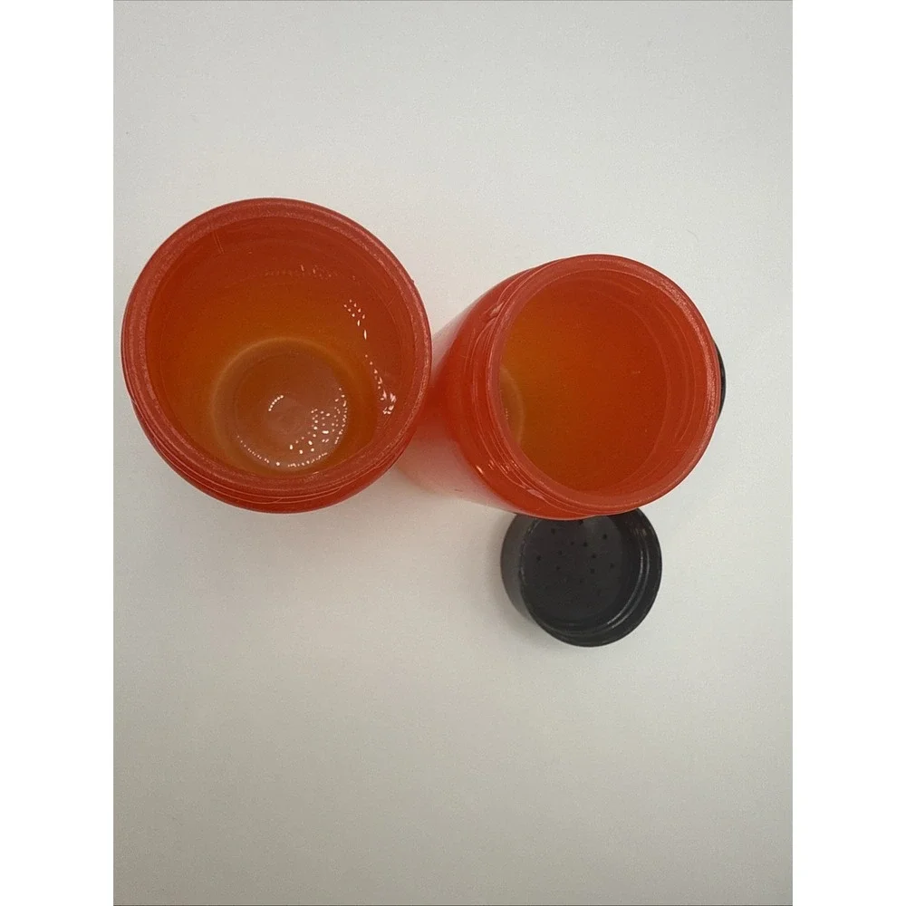 VTG MCM 1960s Anchor Hocking burnt orange ombre salt &pepper shakers condiments